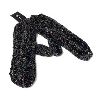 INC Mittens Chenille Confetti Space Dye Mittens Black